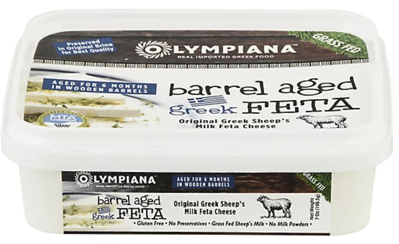 Kirk’s go-to feta: Olympiana barrel-aged Greek feta